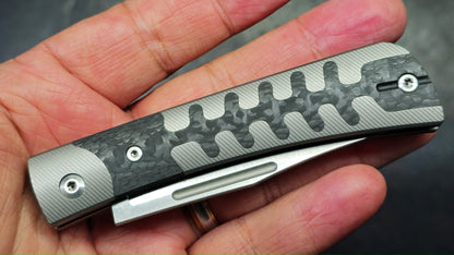 TWOSUN TS123 Slip Joint Titanium Carbon Fiber Inlay Handle M390 Blade