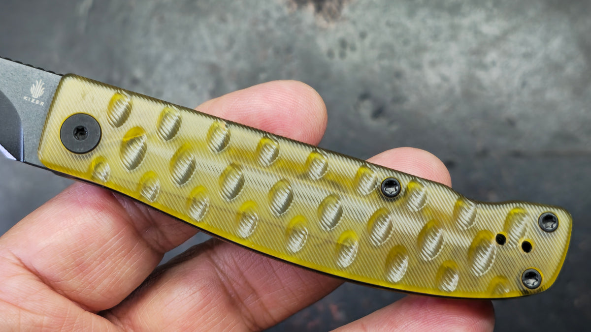 Kizer Kiwami Top Liner Lock Yellow PEI Handle BD1N Blade