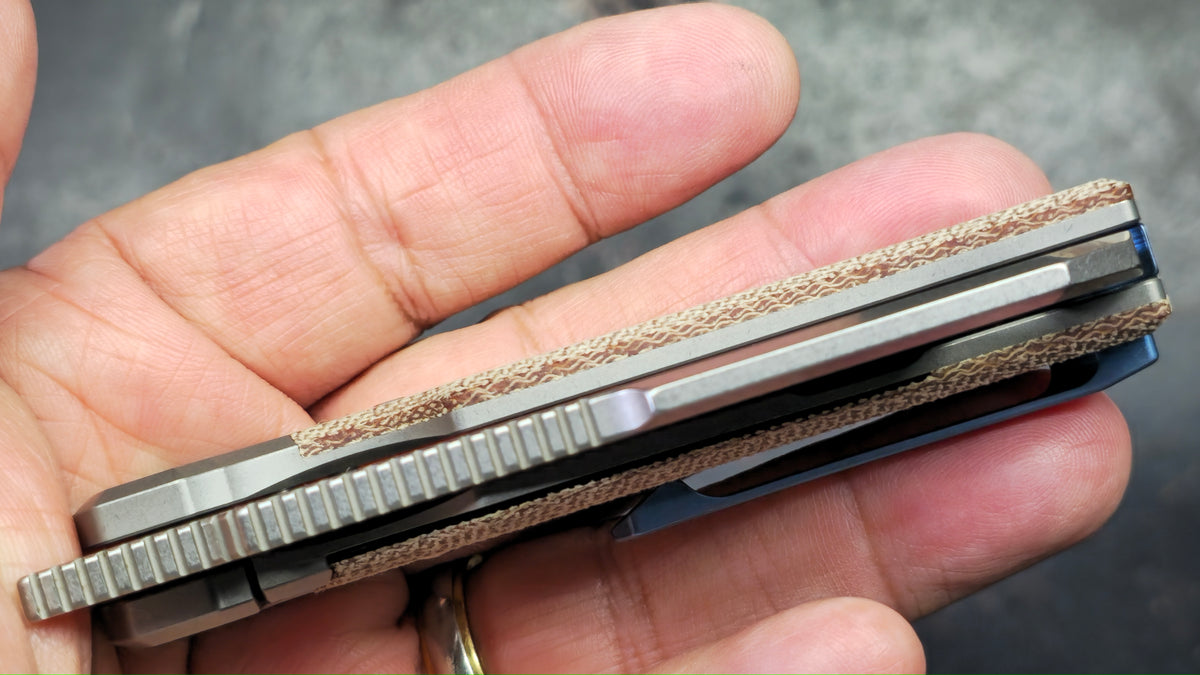 Bestech Nyrrdreki Button Bolster Lock Micarta/Titanium Handle M390 Blade