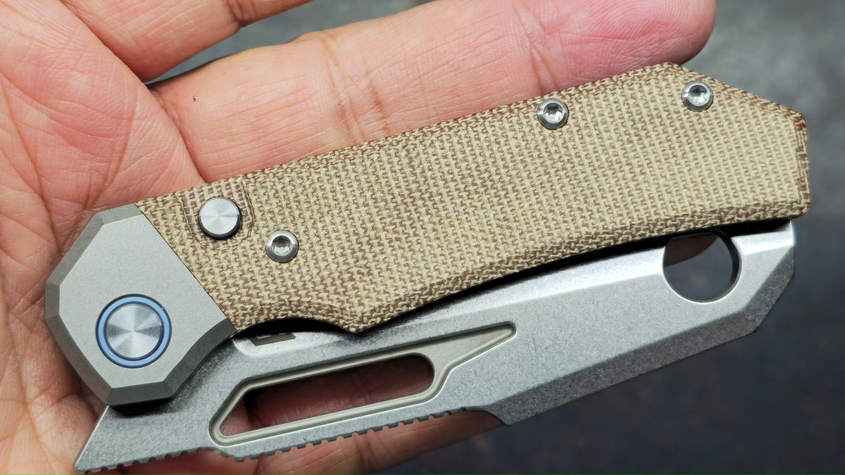 Bestech Nyrrdreki Button Bolster Lock Micarta/Titanium Handle M390 Blade