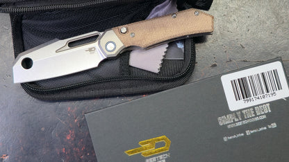 Bestech Nyrrdreki Button Bolster Lock Micarta/Titanium Handle M390 Blade
