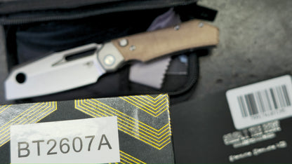 Bestech Nyrrdreki Button Bolster Lock Micarta/Titanium Handle M390 Blade