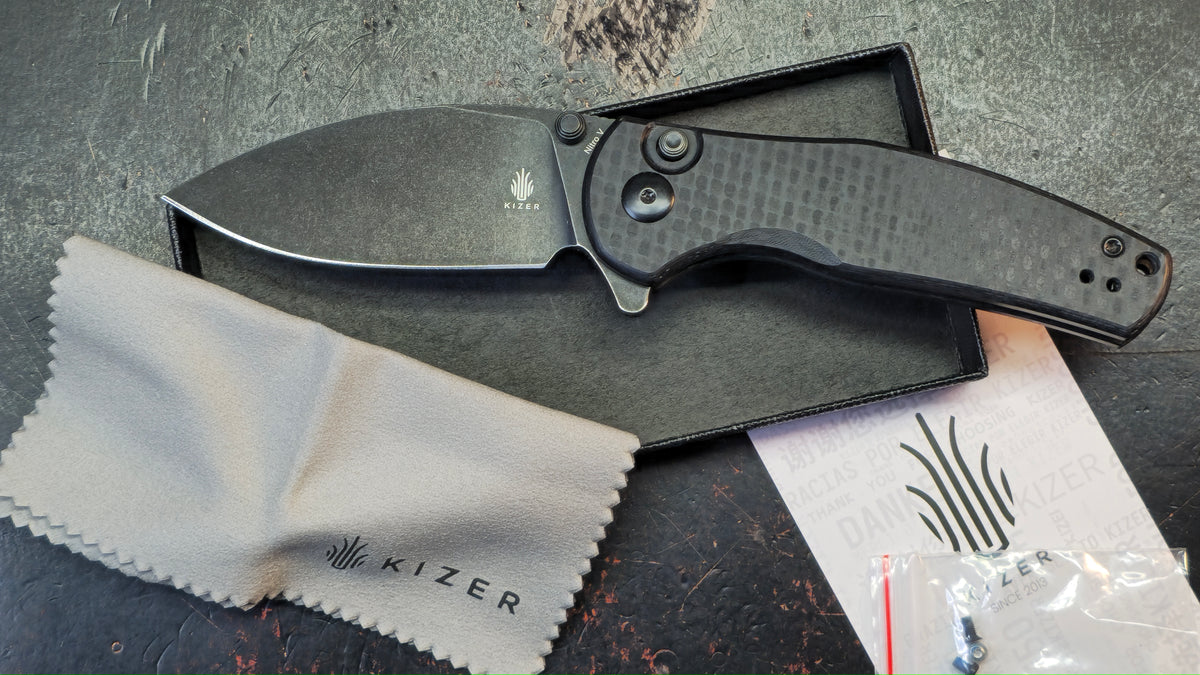 Kizer Mini Grouper Button Liner Lock G10 Handle Nitro V Blade
