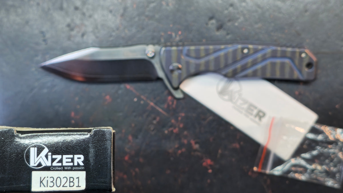 Kizer Ki302B1 Titanium Handle VG-10 Damascus Blade