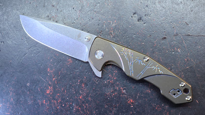 Kizer Ki4426 Gold Titanium Handle S35VN Blade