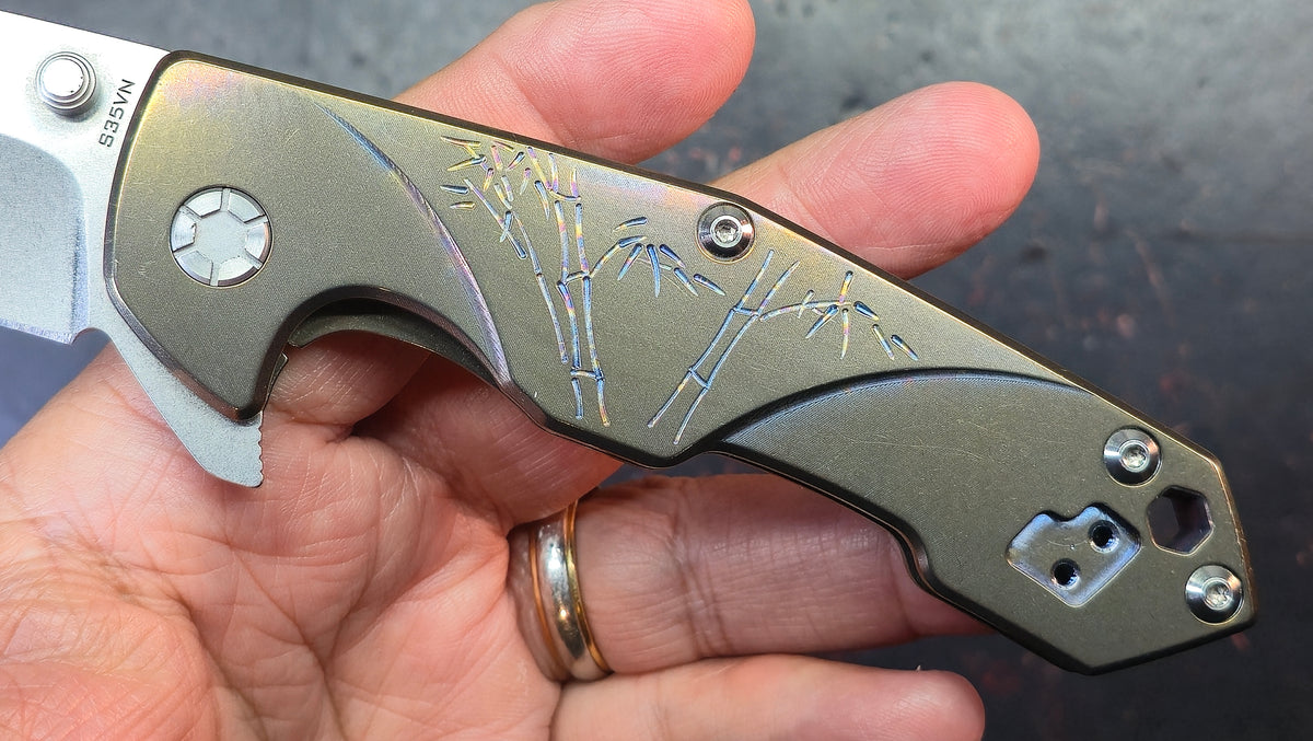 Kizer Ki4426 Gold Titanium Handle S35VN Blade