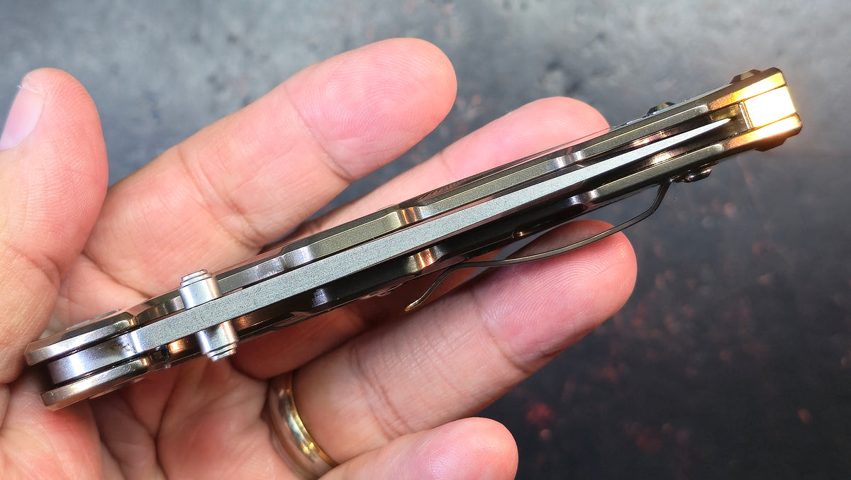 Kizer Ki4426 Gold Titanium Handle S35VN Blade