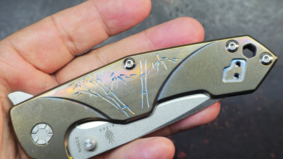Kizer Ki4426 Gold Titanium Handle S35VN Blade