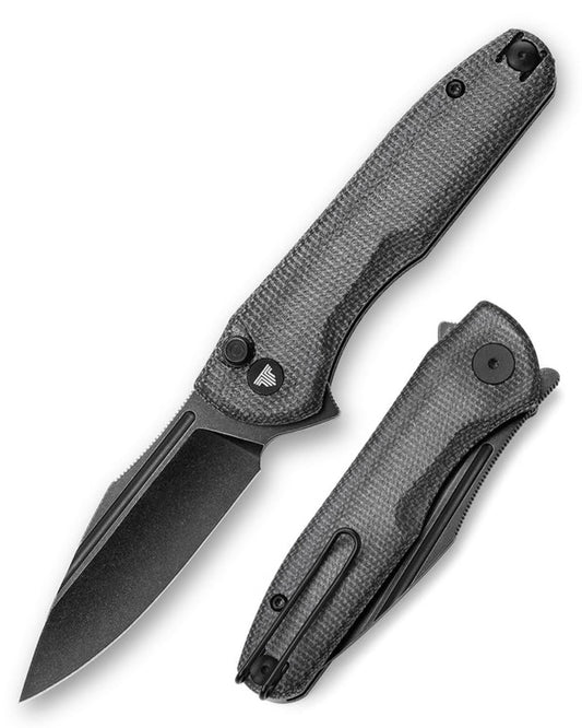 Trivisa Antliae-04BM Button Lock Micarta 14C28N Plain Edge Black Stonewash (NIB-CLOSEOUT)