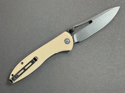 CIVIVI Picaro (C916B) Folding, Liner Lock , D2, Black Stonewash, Drop Point, Plain Edge, Hollow Grind, Handle: G10/Tan, (NEW - OPEN BOX)