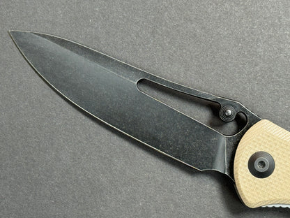 CIVIVI Picaro (C916B) Folding, Liner Lock , D2, Black Stonewash, Drop Point, Plain Edge, Hollow Grind, Handle: G10/Tan, (NEW - OPEN BOX)