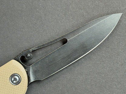 CIVIVI Picaro (C916B) Folding, Liner Lock , D2, Black Stonewash, Drop Point, Plain Edge, Hollow Grind, Handle: G10/Tan, (NEW - OPEN BOX)