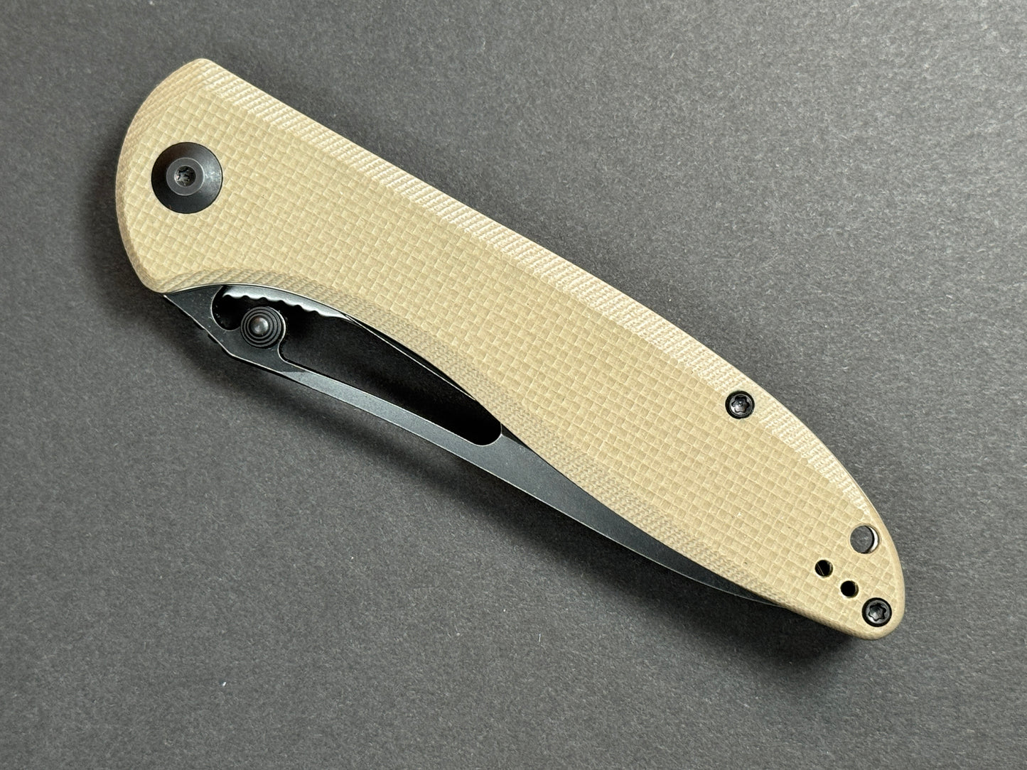 CIVIVI Picaro (C916B) Folding, Liner Lock , D2, Black Stonewash, Drop Point, Plain Edge, Hollow Grind, Handle: G10/Tan, (NEW - OPEN BOX)