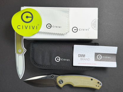 CIVIVI Pintail (C2020B) Folding, Liner Lock , S35VN, Satin, Drop Point, Plain Edge, Hollow Grind, Handle: Micarta/Green, (NEW - OPEN BOX)