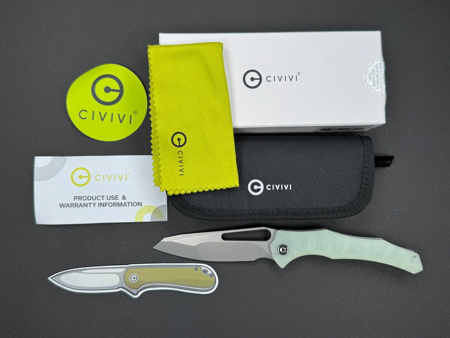 CIVIVI Spiny Dogfish (C22006-2) Folding, Liner Lock , 14C28N, Satin, Wharncliff, Plain Edge, Flat Grind, Handle: G10/Jade, (NEW - OPEN BOX)