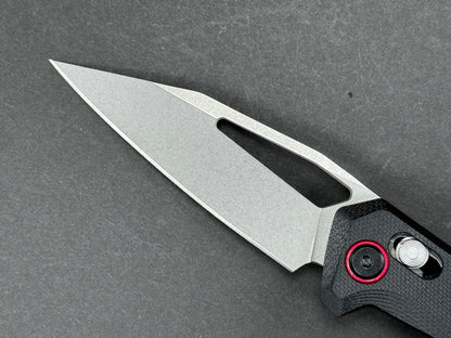 FLISSA F014042A Folding, Cross Lock Lock , 7CR17MOV, Stonewash, Spear Point, Plain Edge, Flat Grind, Handle: Aluminum /Black, (NEW - OPEN BOX)