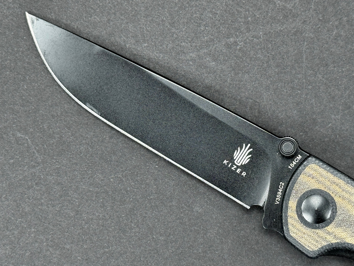 KIZER Rapids (V2594C2) Folding, Liner Lock , 154CM, Blackwash, Drop Point, Plain Edge, Flat Grind, Handle: G10/Black/ Green, (NEW - OPEN BOX)