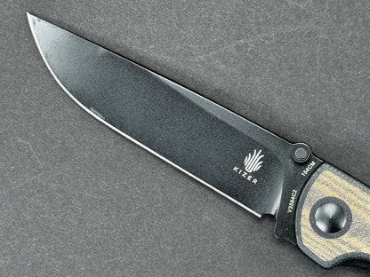 KIZER Rapids (V2594C2) Folding, Liner Lock , 154CM, Blackwash, Drop Point, Plain Edge, Flat Grind, Handle: G10/Black/ Green, (NEW - OPEN BOX)
