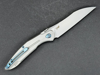 KUBEY Barracuda (KU299) Folding, Liner Lock , S30V, Stonewash, Wharncliff, Plain Edge, Flat Grind, Handle: Titanium/Gray, (NEW - OPEN BOX)