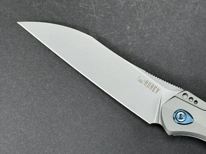 KUBEY Barracuda (KU299) Folding, Liner Lock , S30V, Stonewash, Wharncliff, Plain Edge, Flat Grind, Handle: Titanium/Gray, (NEW - OPEN BOX)