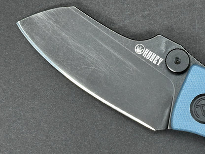 KUBEY Monsterdog (KU337B) Folding, Liner Lock , 14C28N, Blackwash, Tanto, Plain Edge, Flat Grind, Handle: G10/Blue, (USED)