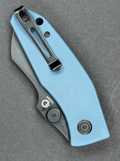 KUBEY Monsterdog (KU337B) Folding, Liner Lock , 14C28N, Blackwash, Tanto, Plain Edge, Flat Grind, Handle: G10/Blue, (USED)