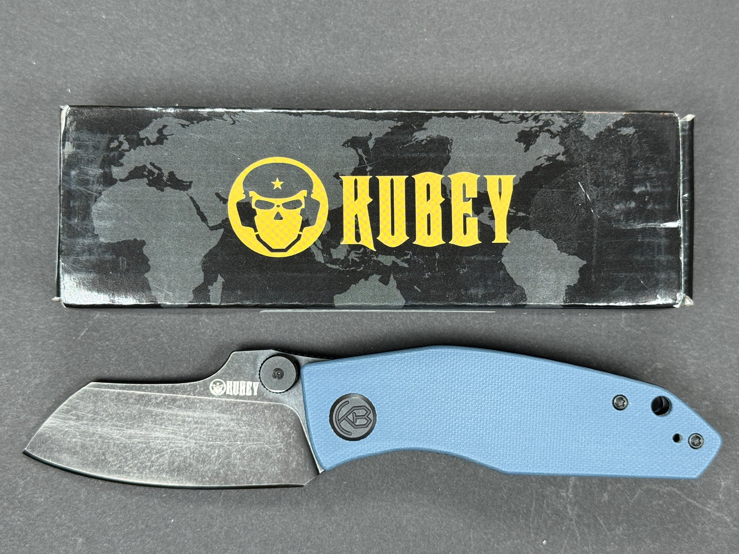 KUBEY Monsterdog (KU337B) Folding, Liner Lock , 14C28N, Blackwash, Tanto, Plain Edge, Flat Grind, Handle: G10/Blue, (USED)