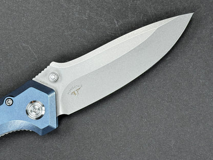 KUBEY Ruckus (KU314A) Folding, Liner Lock , AUS10, Stonewash, Drop Point, Plain Edge, Flat Grind, Handle: Titanium/ G10/Black/ Blue, (NEW - OPEN BOX)