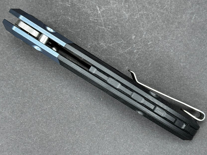 KUBEY Ruckus (KU314A) Folding, Liner Lock , AUS10, Stonewash, Drop Point, Plain Edge, Flat Grind, Handle: Titanium/ G10/Black/ Blue, (NEW - OPEN BOX)