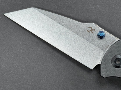KANSEPT Main Street (T1015V4), Folding, Crossbar Lock , 154CM, Stonewash, Wharncliff, Plain Edge, Flat Grind, Handle: Carbon Fiber/ G10/Black, (NEW - OPEN BOX)