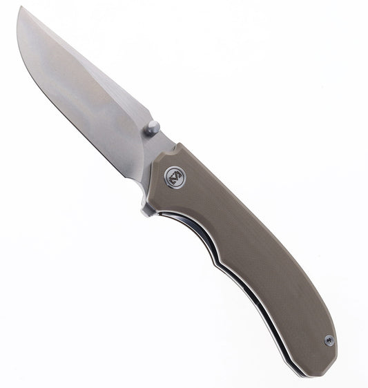 Miguron Centurion Pocket Knife Tan G10 Handle 14c28n Stonewashed Blade (NIB-CLOSEOUT)