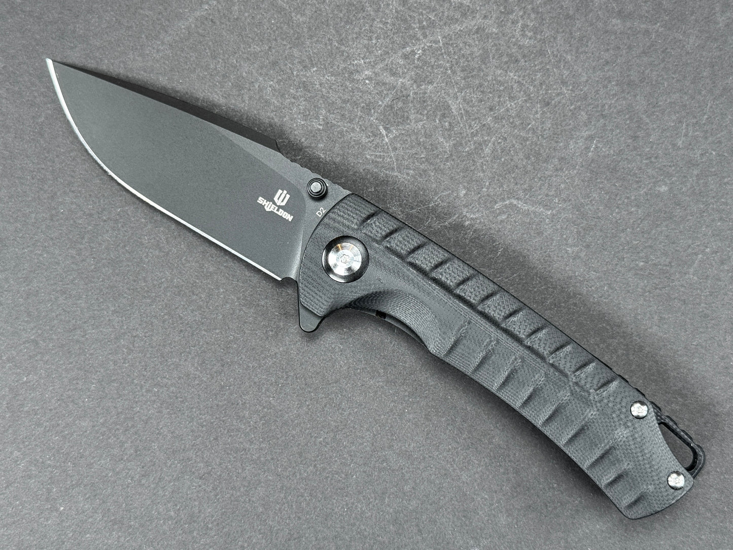 SHIELDON Relicanth (7070G) Folding, Liner Lock , D2, Blackwash, Drop Point, Plain Edge, Flat Grind, Handle: G10/Black, (NEW - OPEN BOX)