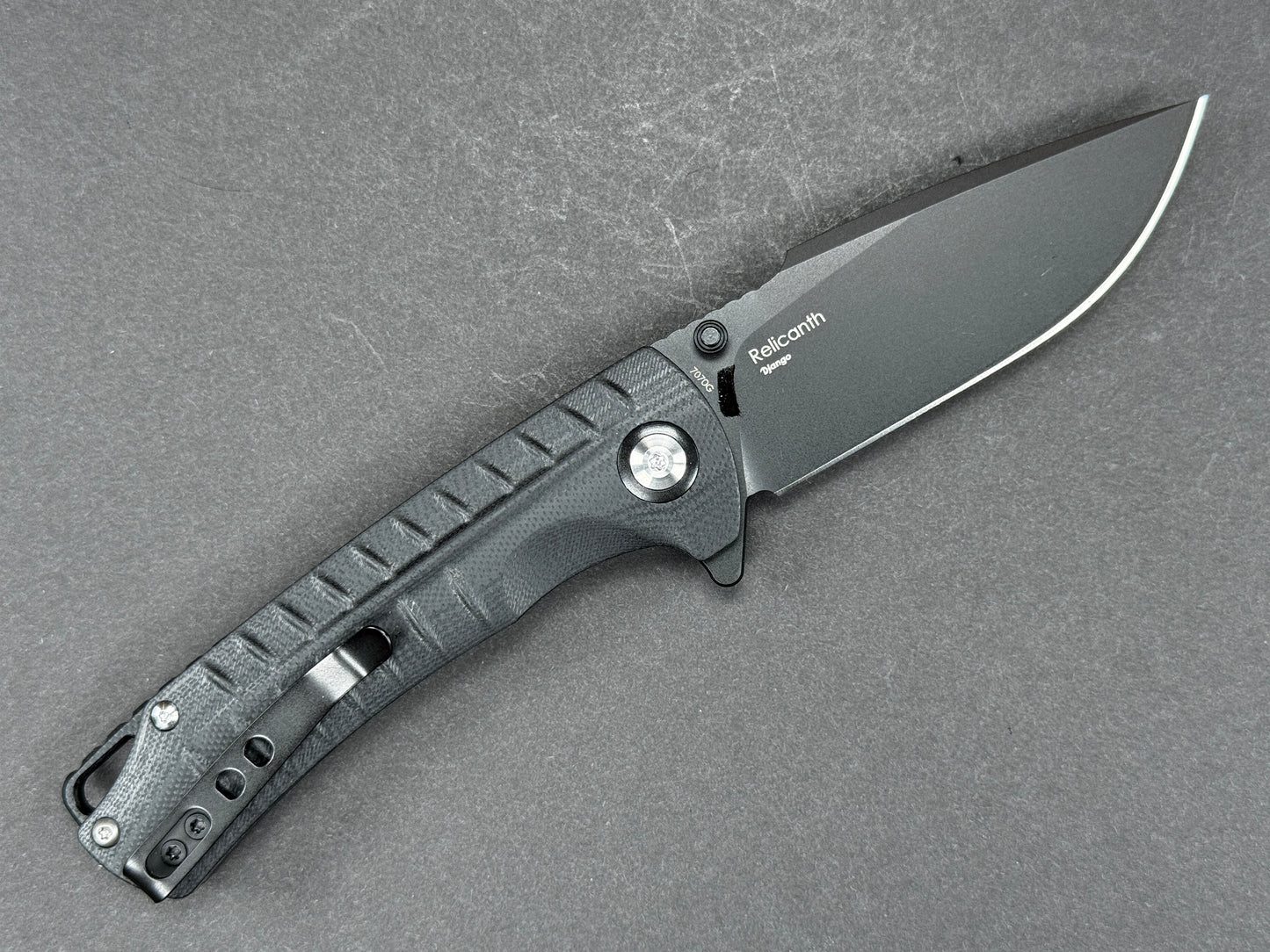 SHIELDON Relicanth (7070G) Folding, Liner Lock , D2, Blackwash, Drop Point, Plain Edge, Flat Grind, Handle: G10/Black, (NEW - OPEN BOX)