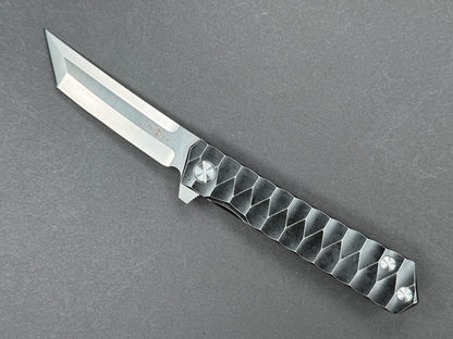 TWOSUN TS20 Folding, Frame Lock, D2, Satin, Tanto, Plain Edge, Zero Saber Grind/ Compound, Handle: Titanium/Black, (NEW - OPEN BOX)