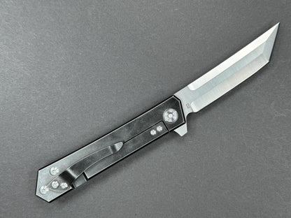 TWOSUN TS20 Folding, Frame Lock, D2, Satin, Tanto, Plain Edge, Zero Saber Grind/ Compound, Handle: Titanium/Black, (NEW - OPEN BOX)