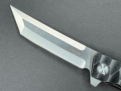 TWOSUN TS20 Folding, Frame Lock, D2, Satin, Tanto, Plain Edge, Zero Saber Grind/ Compound, Handle: Titanium/Black, (NEW - OPEN BOX)