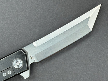 TWOSUN TS20 Folding, Frame Lock, D2, Satin, Tanto, Plain Edge, Zero Saber Grind/ Compound, Handle: Titanium/Black, (NEW - OPEN BOX)