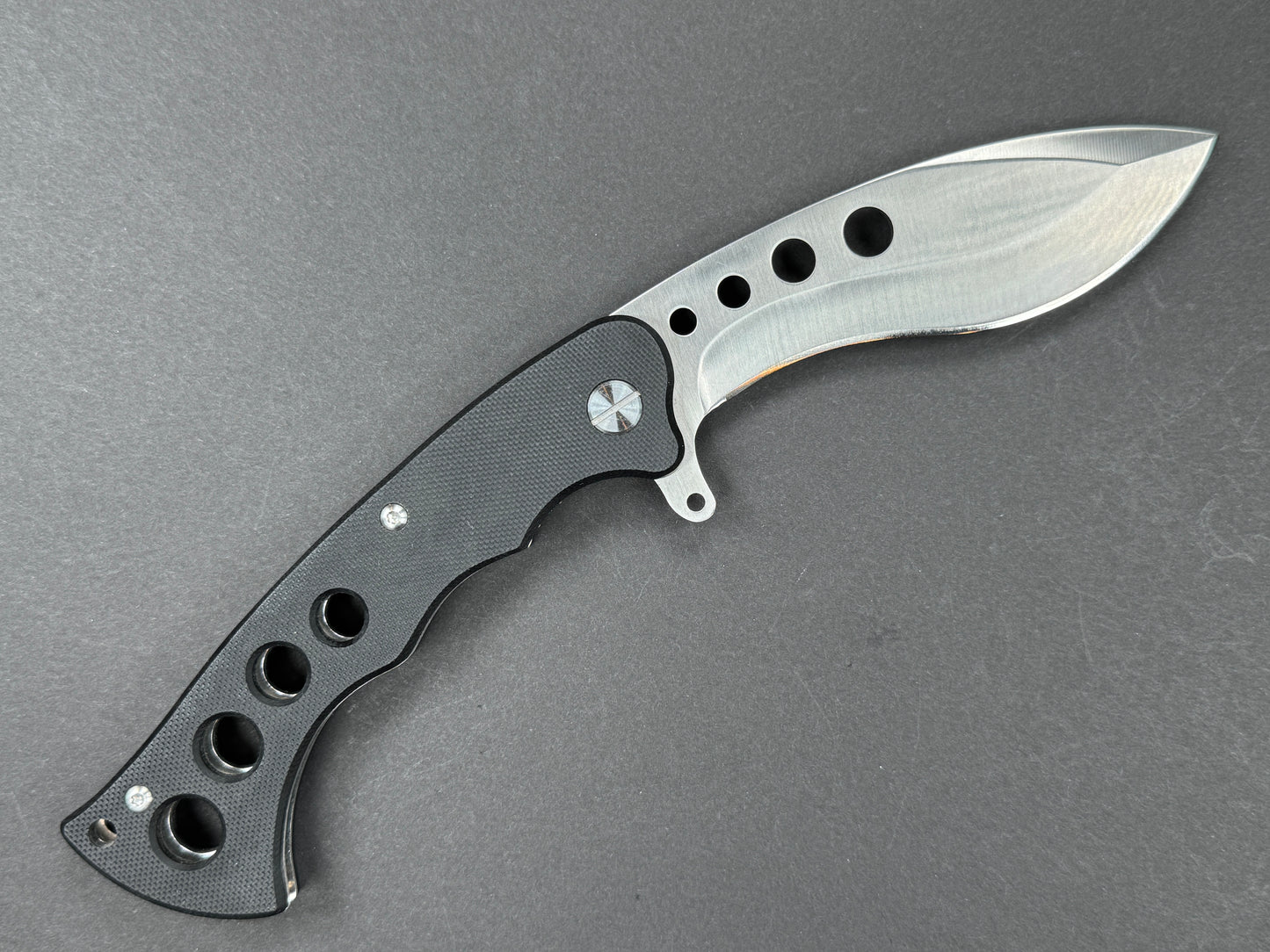 TWOSUN TS23 (Wave Survival Bowie ) Folding, Liner Lock, 420J-2, Satin, Nessmuk, Plain Edge, Flat Grind, Handle: G10/Black, (USED)