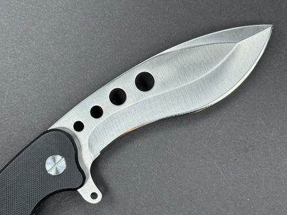 TWOSUN TS23 (Wave Survival Bowie ) Folding, Liner Lock, 420J-2, Satin, Nessmuk, Plain Edge, Flat Grind, Handle: G10/Black, (USED)