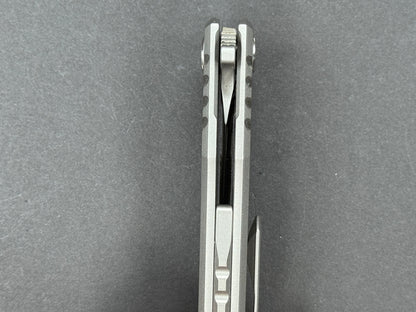 TWOSUN TS48 Folder, Frame Lock, D2, Satin, Hawkbill, Plain Edge, Full Grind, Handle: Titanium/Gray, (NEW - OPEN BOX)