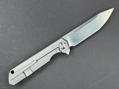 TWOSUN TS49 Folding, Frame Lock, D2, Satin, Clip Point, Plain Edge, Flat Grind, Handle: Titanium/ Carbon Fiber/Gray/ Black, (NEW - OPEN BOX)