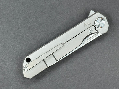 TWOSUN TS49 Folding, Frame Lock, D2, Satin, Clip Point, Plain Edge, Flat Grind, Handle: Titanium/ Carbon Fiber/Gray/ Black, (NEW - OPEN BOX)