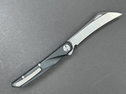 TWOSUN TS74 Folding, Liner Lock, D2, Satin, Hawkbill, Plain Edge, Full Grind, Handle: G10/Black, (NEW - OPEN BOX)