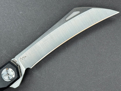 TWOSUN TS74 Folding, Liner Lock, D2, Satin, Hawkbill, Plain Edge, Full Grind, Handle: G10/Black, (NEW - OPEN BOX)
