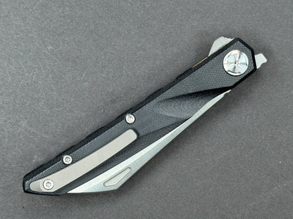 TWOSUN TS74 Folding, Liner Lock, D2, Satin, Hawkbill, Plain Edge, Full Grind, Handle: G10/Black, (NEW - OPEN BOX)