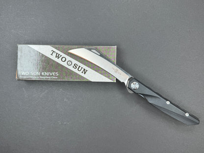TWOSUN TS74 Folding, Liner Lock, D2, Satin, Hawkbill, Plain Edge, Full Grind, Handle: G10/Black, (NEW - OPEN BOX)