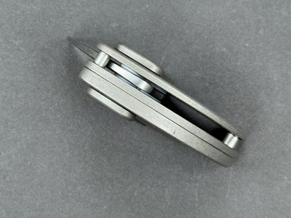 TWOSUN TS151 Folding, Button Lock, 14C28N, Satin, Hawkbill, Plain Edge, High Flat Grind, Handle: Titanium/Gray, (NEW - OPEN BOX)