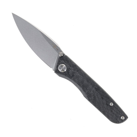 TwoSun TS304 Black Carbon Fiber Handle 14C28N Plain Edge (NIB - CLOSEOUT)