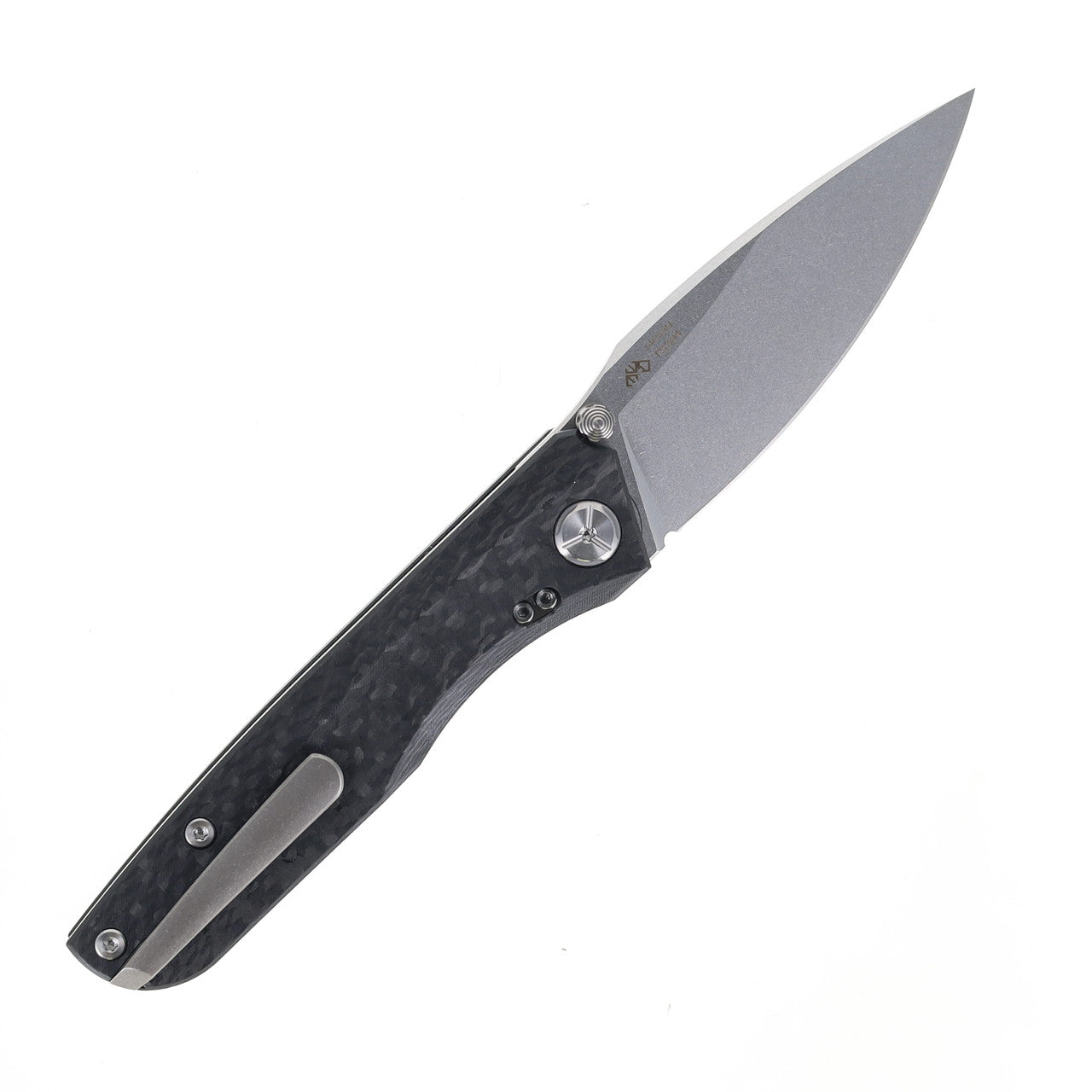 TwoSun TS304 Black Carbon Fiber Handle 14C28N Plain Edge (NIB - CLOSEOUT)