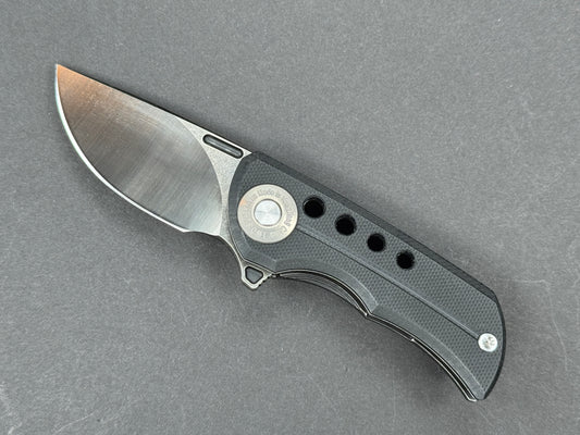 TWOSUN TS345 Folding, Liner Lock, D2, Satin/ Black Stonewash, Straight Back, Plain Edge, Full Grind, Handle: G10/Black, (NEW - OPEN BOX)